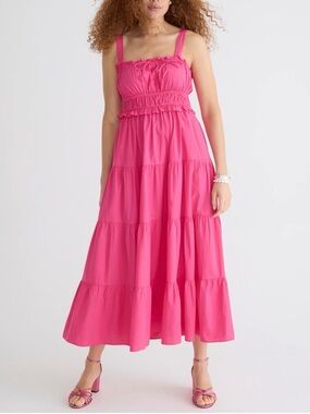 NWT J Crew Sevilla Tiered Dress Pink Size M/T